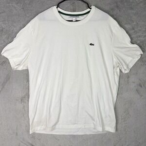 Lacoste 4XL White Regular Fit Crew Neck Short Sleeve Logo Tape Men's T-Shirt